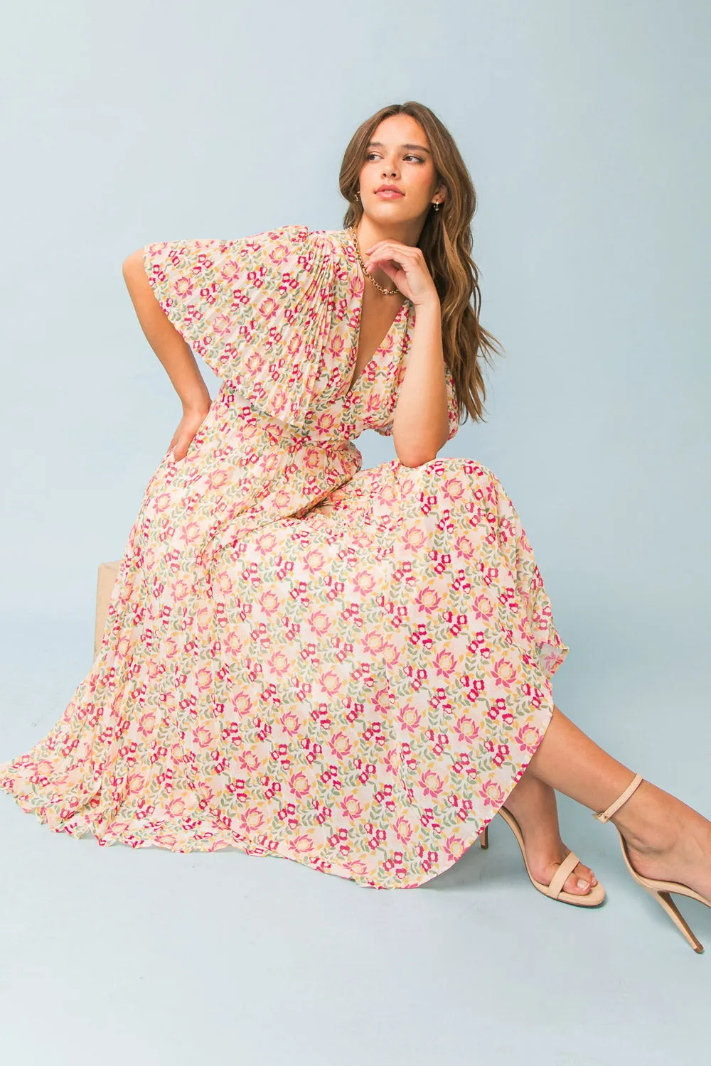 IN BLOOM WOVEN MIDI DRESS