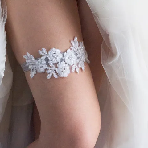 Ivory or Off-White Non-Slip Wedding Garter - The Beaded Jamie