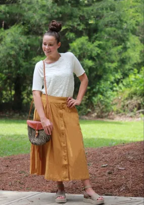 Jada Button Skirt- Mustard