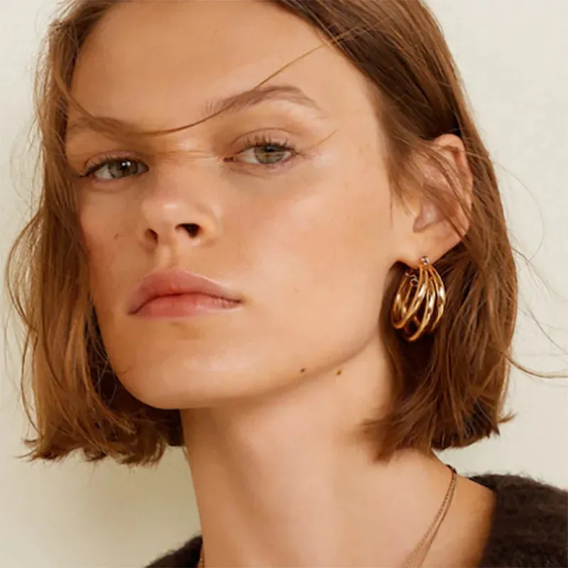 Korean Metal Elegant Vintage Geometric Statement Fashion Earring