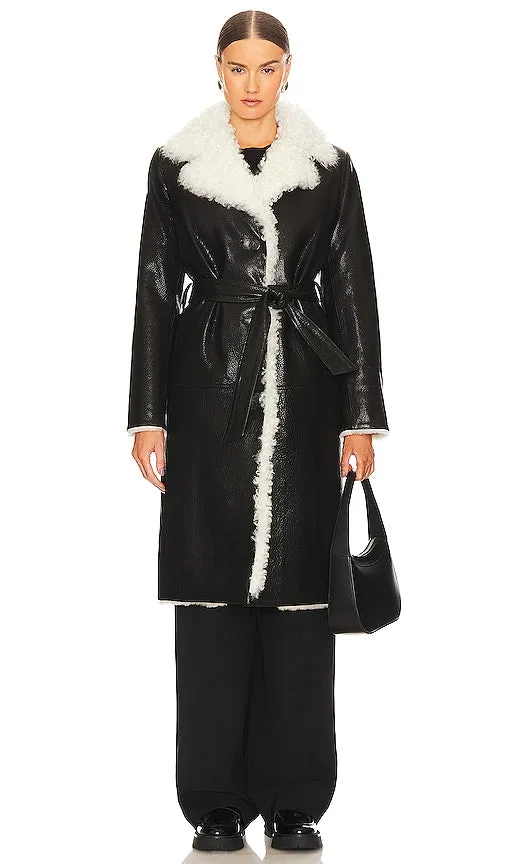 KULAKOVSKY Shearling Coat With Tigrado Fur in Black
