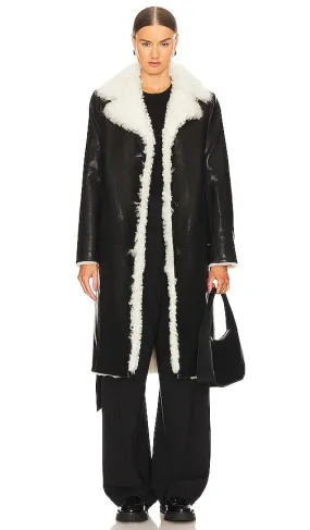 KULAKOVSKY Shearling Coat With Tigrado Fur in Black