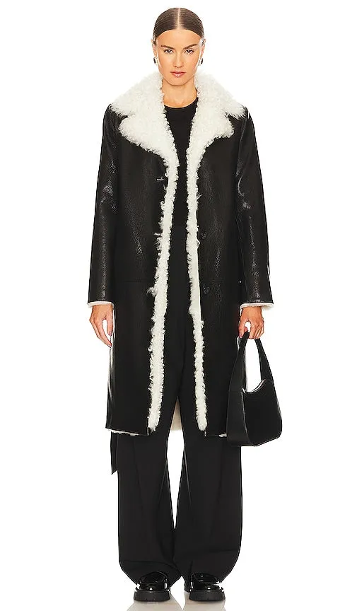 KULAKOVSKY Shearling Coat With Tigrado Fur in Black