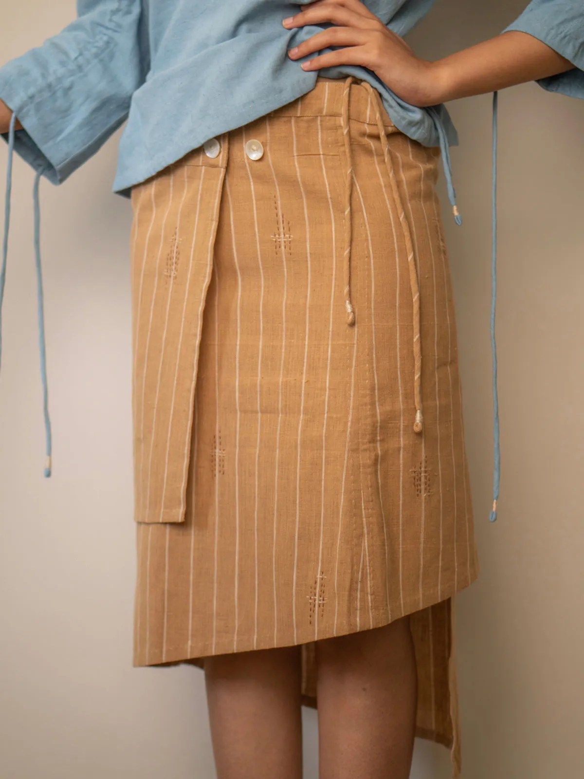 Materiality Wrap Around Skirt Camel Brown