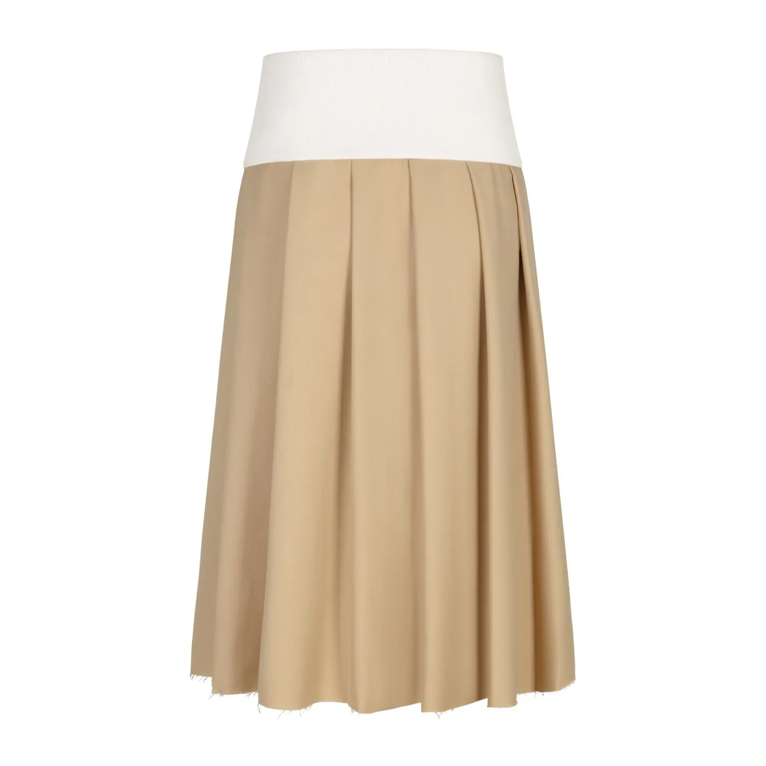 Mid-length Pleated Skirt in Khaki