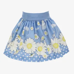 Monnalisa Girl's Sky Blue Daisy Poplin Skirt