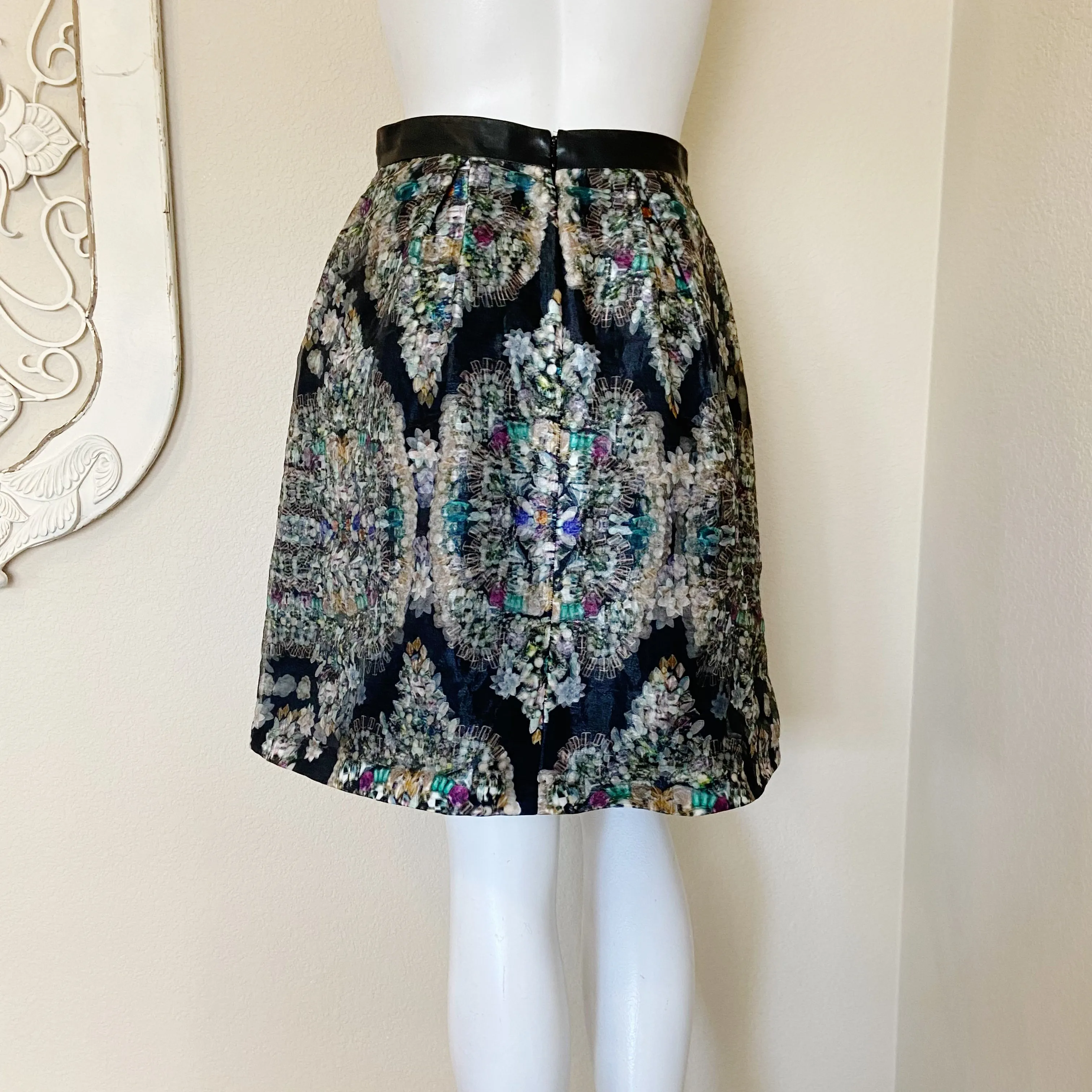 Nicole Miller | Womens Layered 3D Jewel Print Flare Skirt | Size: 4