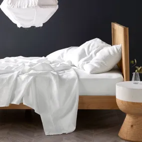 Nimes Pure Linen White Sheet Set by LINEN HOUSE