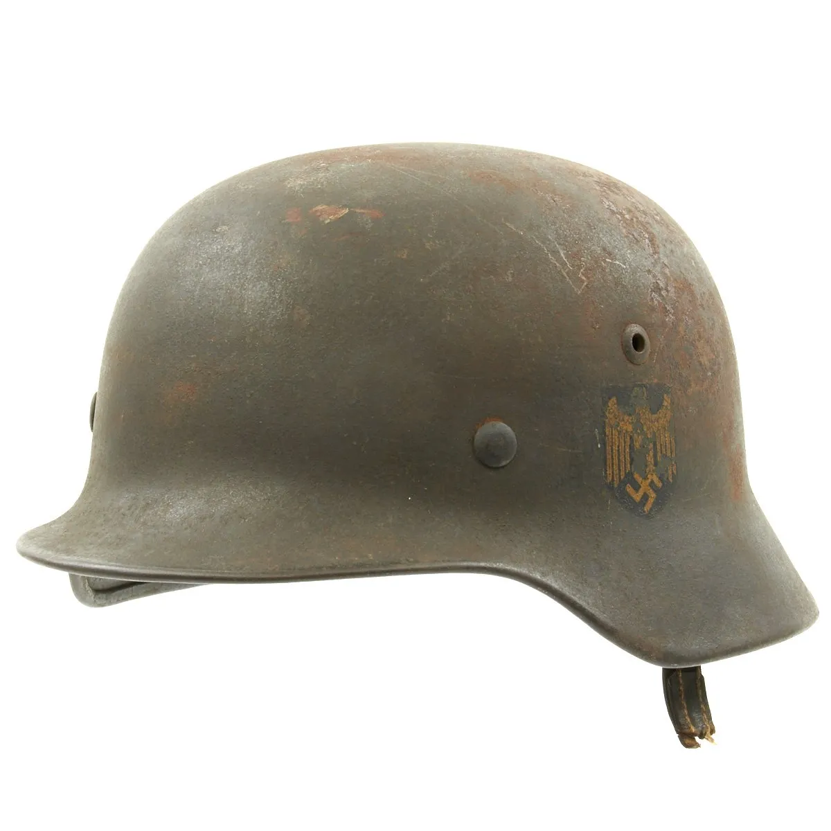 Original German WWII Kriegsmarine Navy M35 Single Decal Named Helmet - Marked SE66