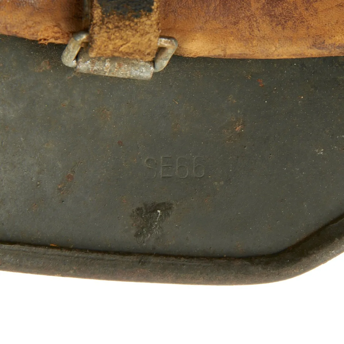 Original German WWII Kriegsmarine Navy M35 Single Decal Named Helmet - Marked SE66