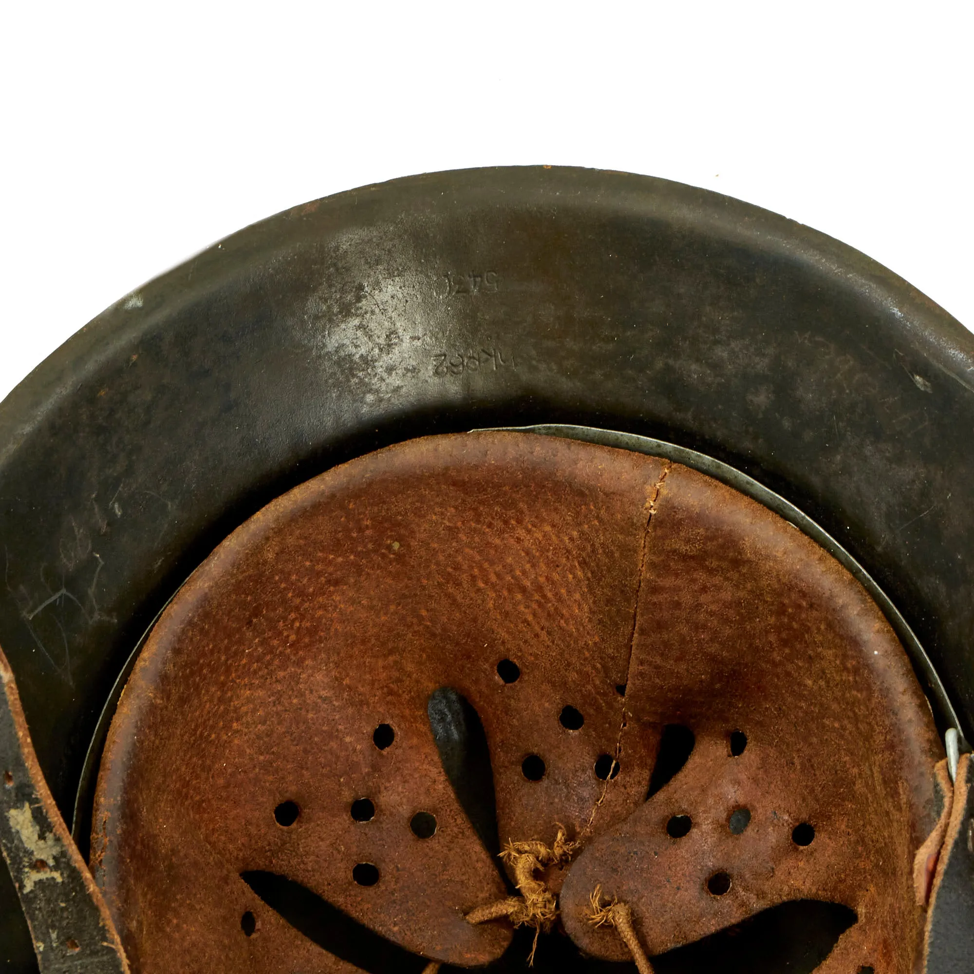 Original German WWII Service Worn M42 Single Decal Army Heer Helmet with 55cm Liner - hkp62
