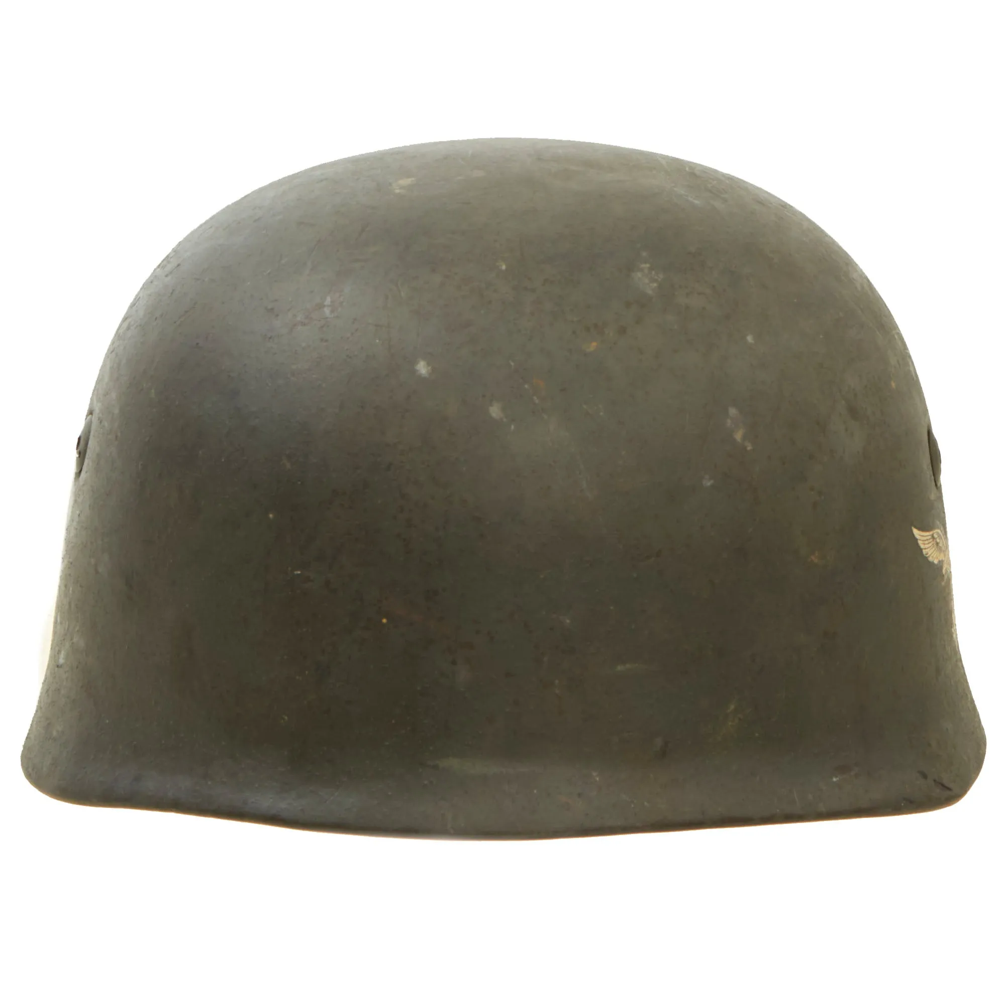 Original German WWII Single Decal M-38 Luftwaffe Fallschirmjäger Paratrooper Helmet with Complete 57cm Liner and Chinstraps - ET68