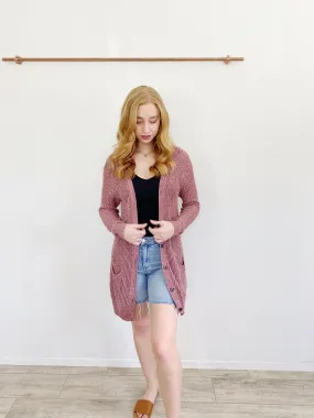 Pacsun LA Hearts Mauve Knit Cardigan Sweater Small
