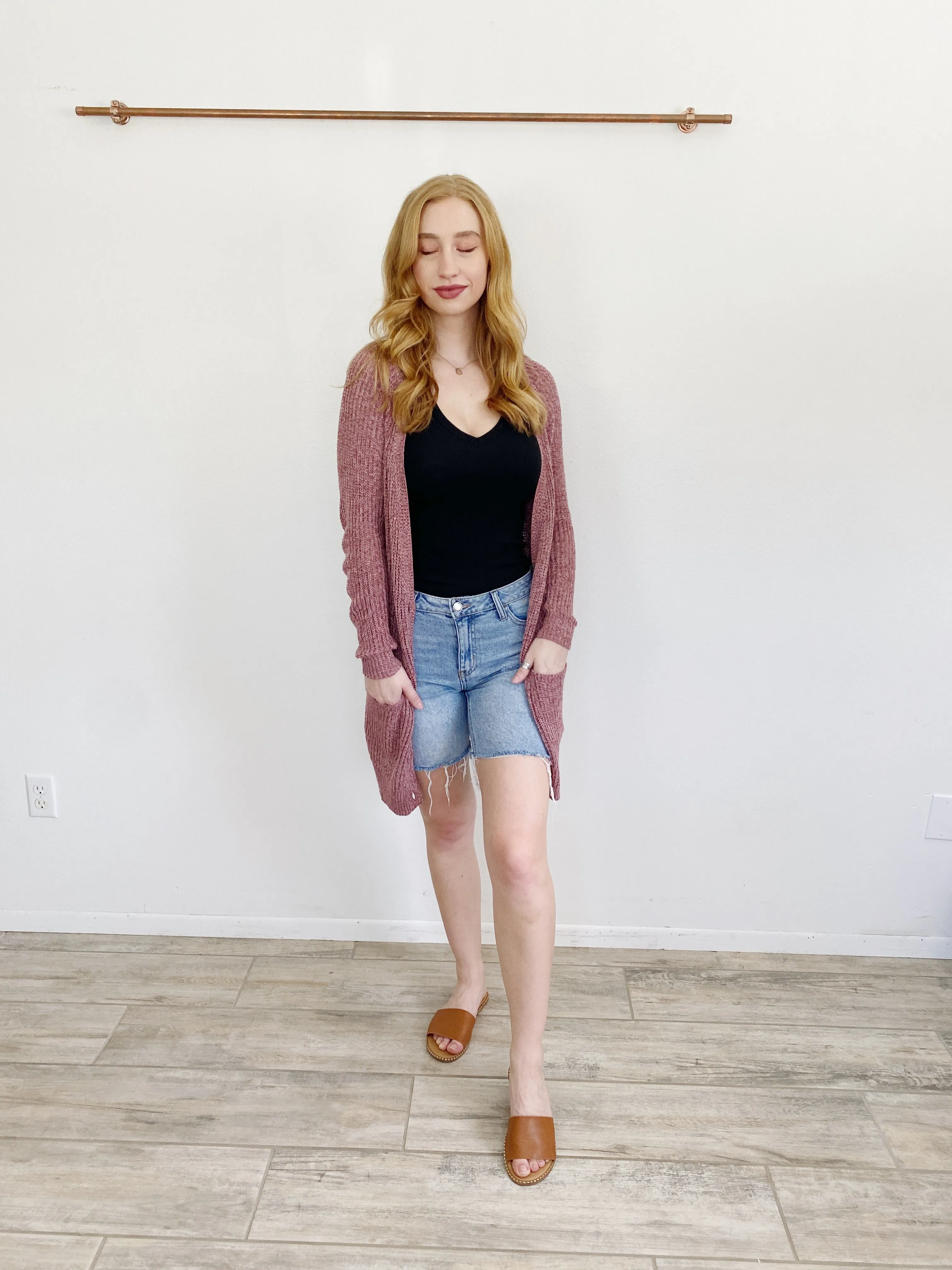 Pacsun LA Hearts Mauve Knit Cardigan Sweater Small