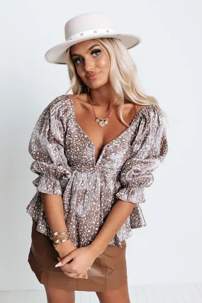 Passing The Eiffel Tower Leopard Top In Purple