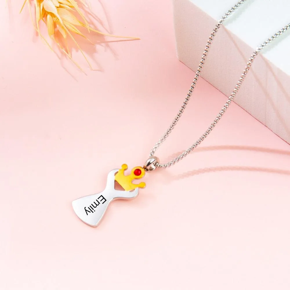 Personalized Crown Pendant Necklace for Women Customized Birthstone With Name Engraving