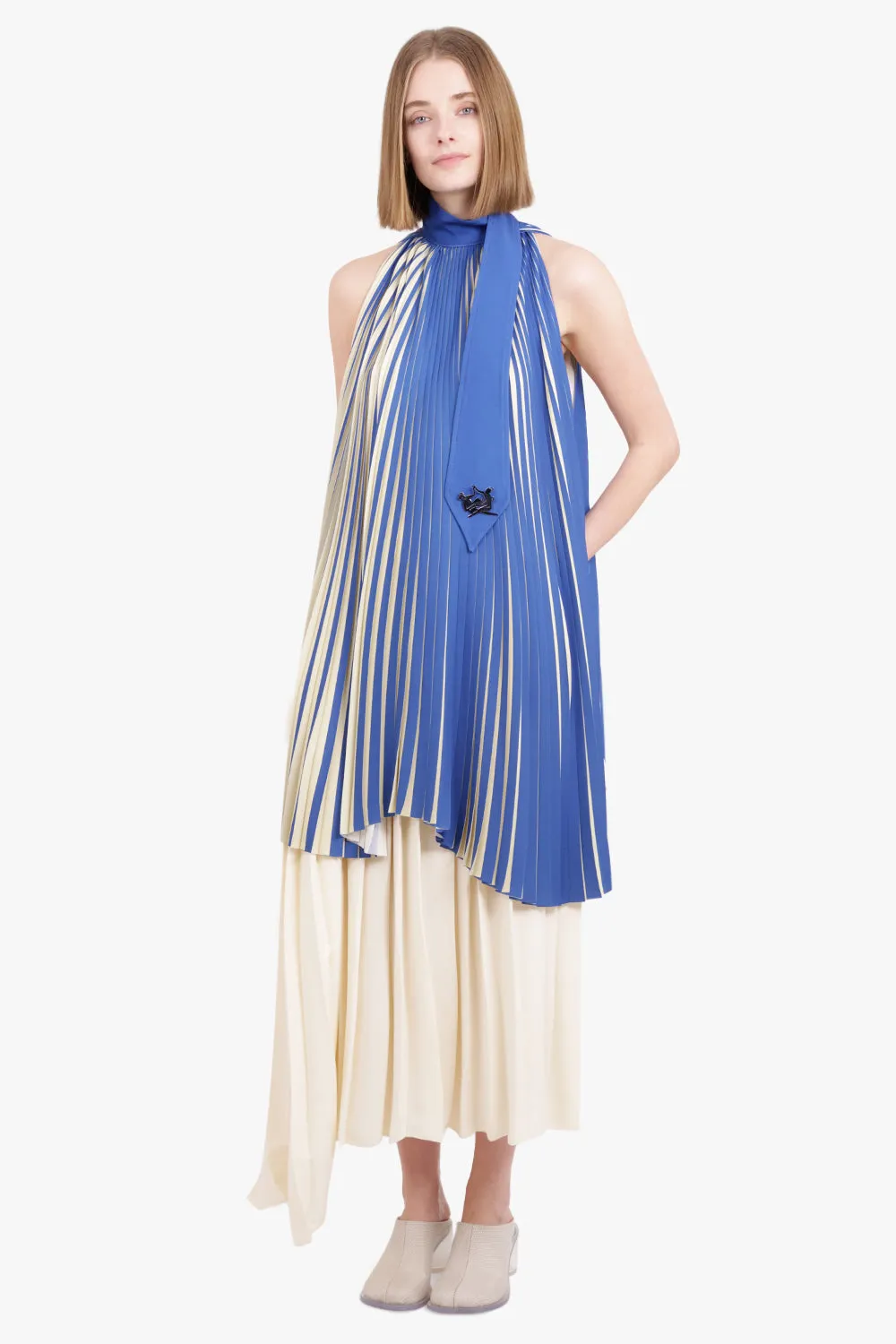 PLEATED FLUID SKIRT OFF WHITE
