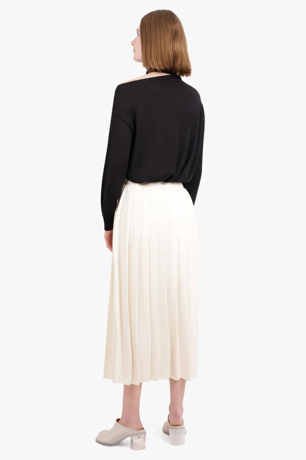 PLEATED FLUID SKIRT OFF WHITE
