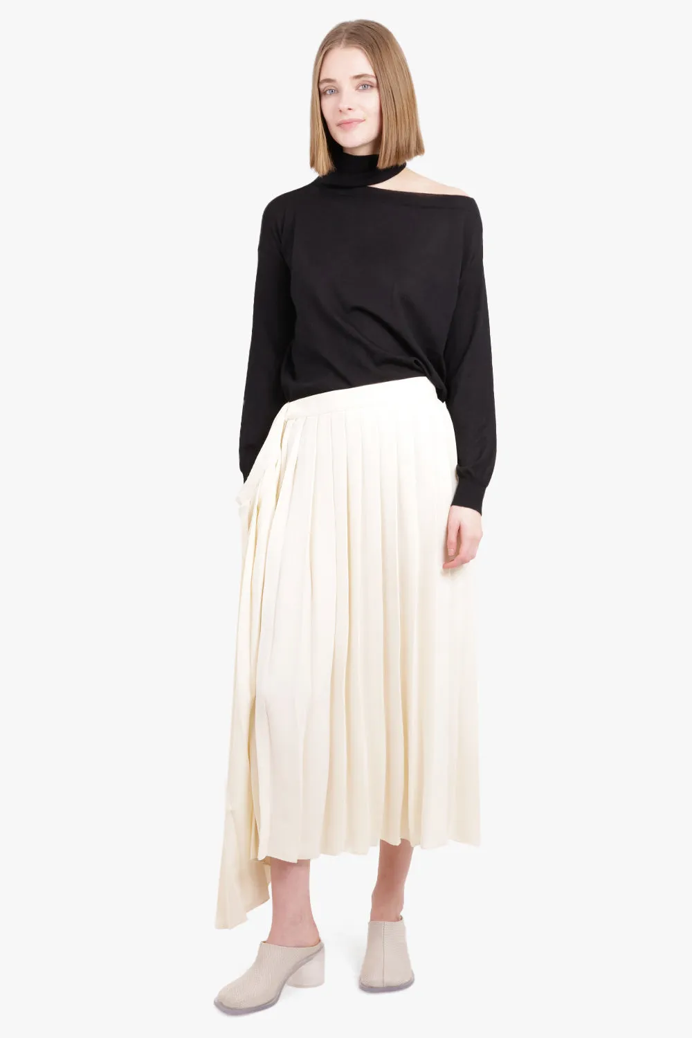 PLEATED FLUID SKIRT OFF WHITE