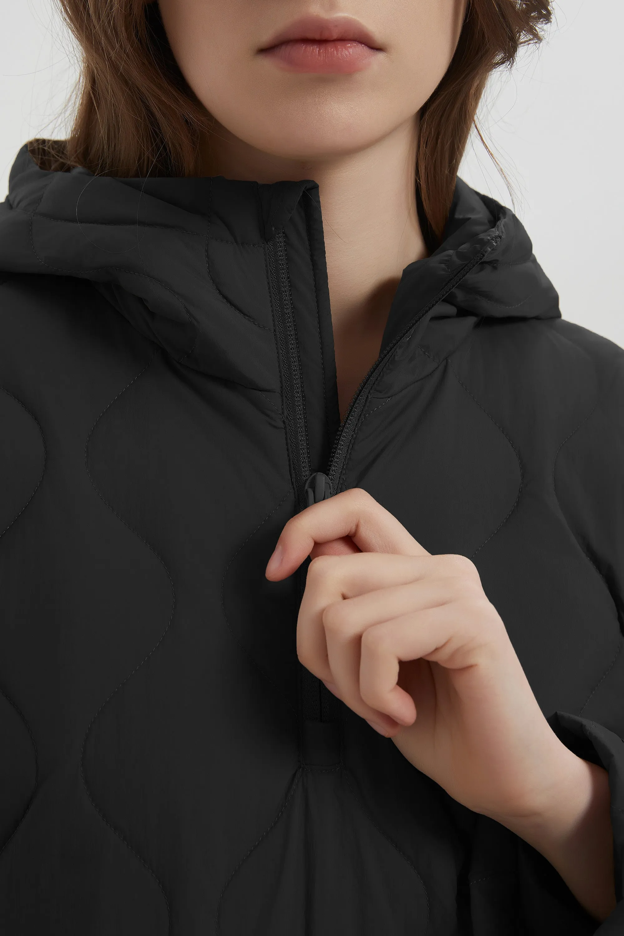 Puffer Jacket Half Zip Hoodies Coat