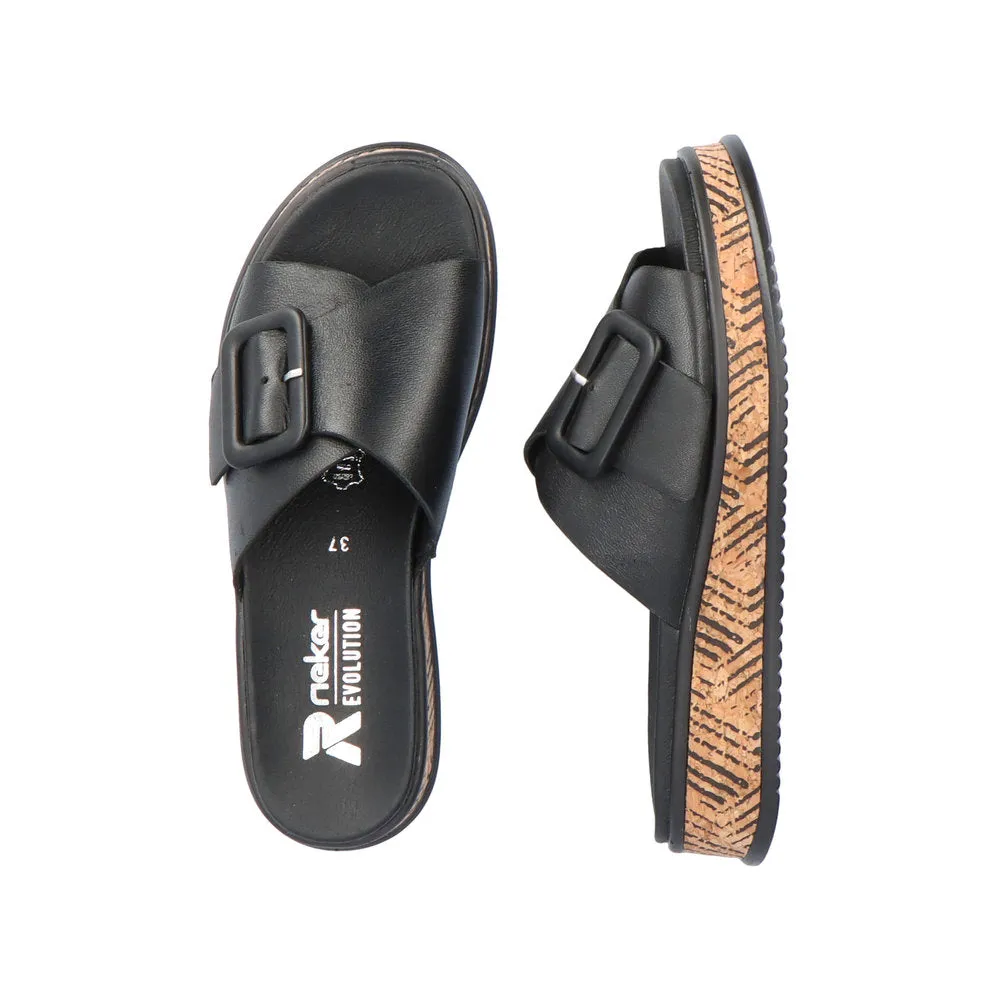 Rieker Evolution Ladies Buckle Trim Backless Sandal