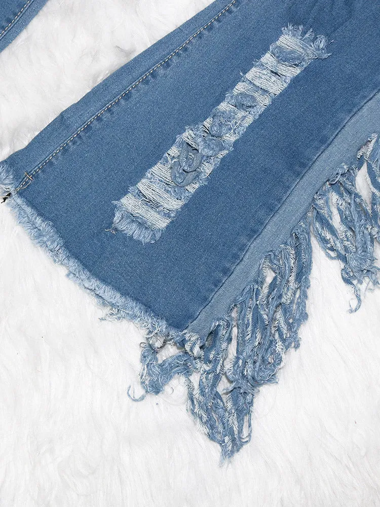 Ripped Fringe Jeans