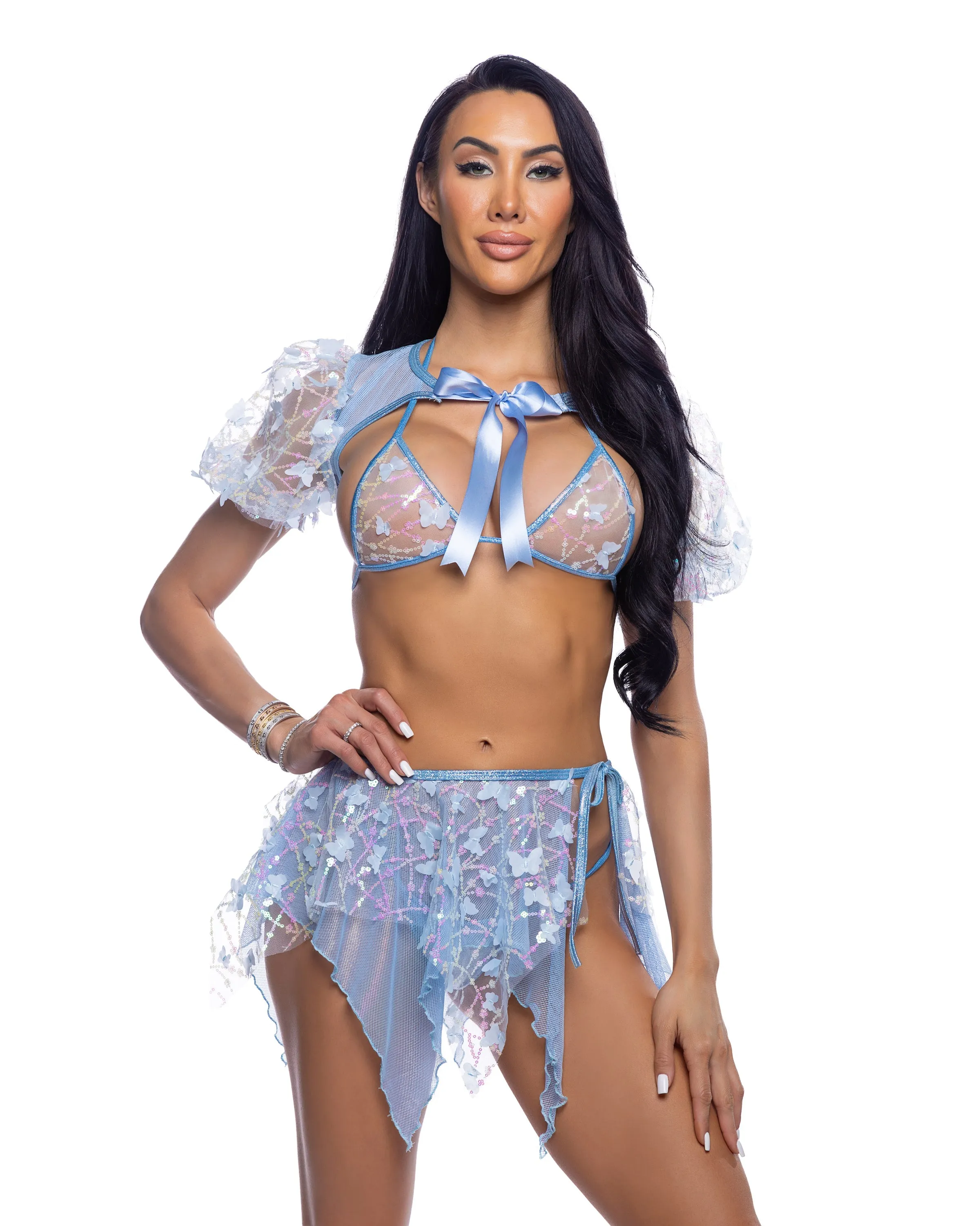 Roma Dance Rave Festival Butterfly & Sequin Multi Layered Tie Skirt