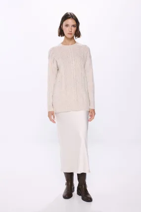 Satin-finish midi skirt