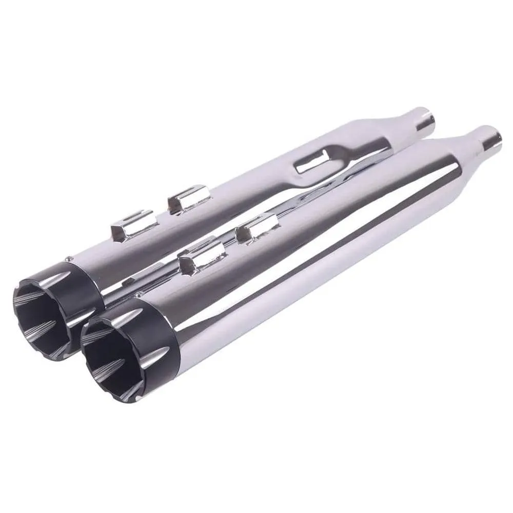 Sharkroad 4.0” Chrome Slip On Mufflers Exhaust for Harley Touring 1995-2016