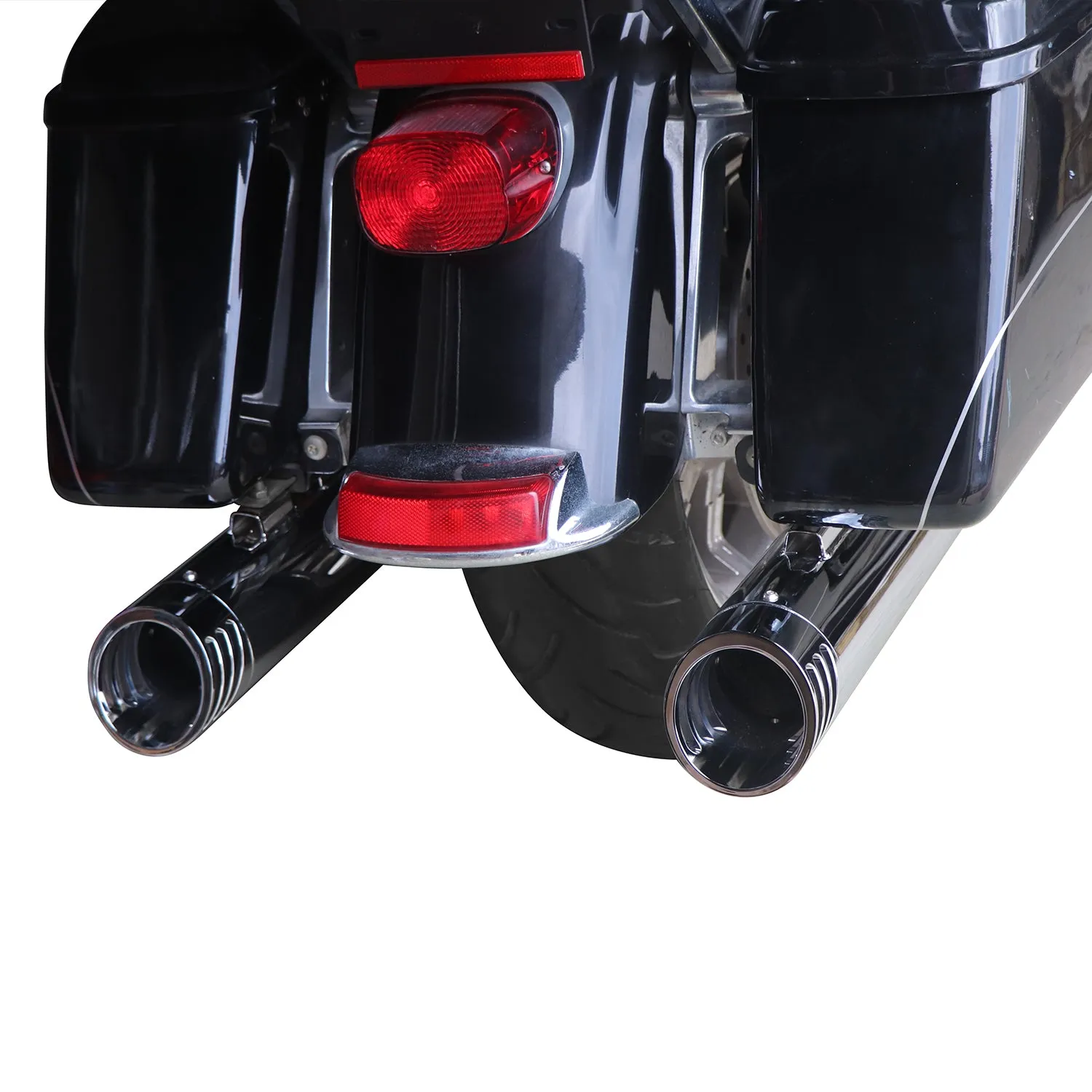 Sharkroad 4.0” Chrome Slip On Mufflers Exhaust for Harley Touring 1995-2016