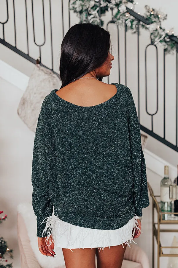 Shimmery Babe Shift Top In Hunter Green
