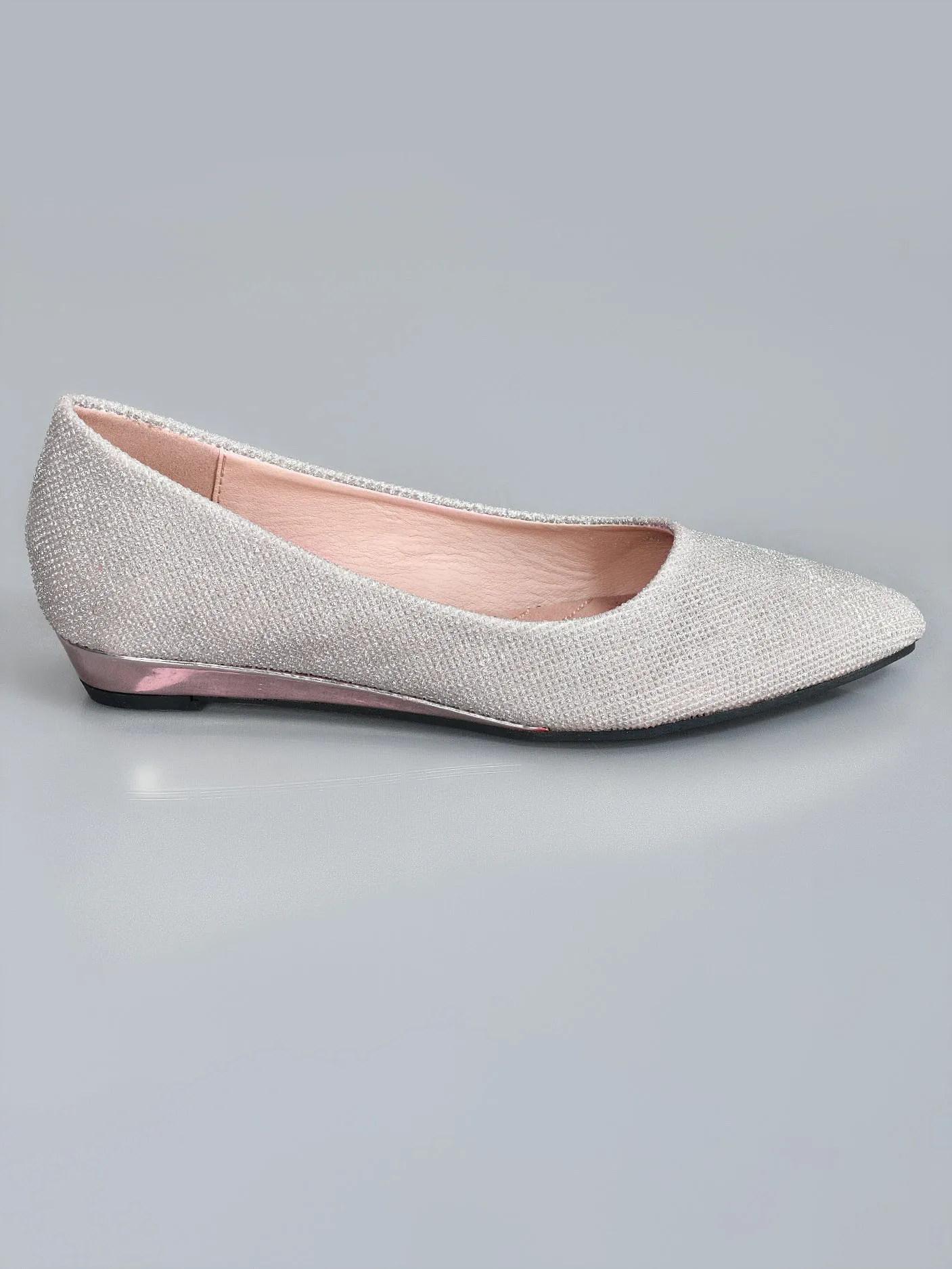 Shimmery Pointed Pumps - Beige
