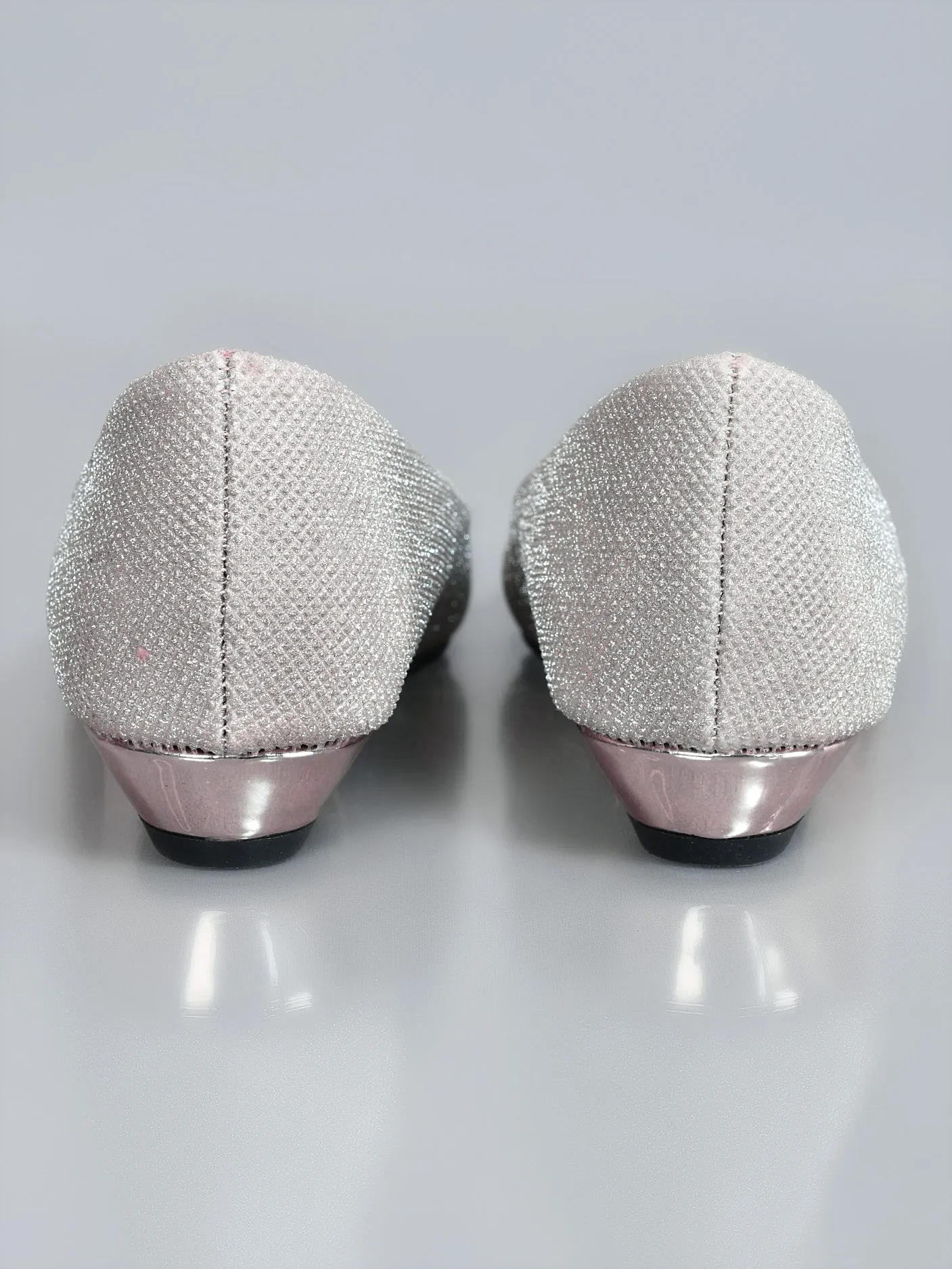 Shimmery Pointed Pumps - Beige