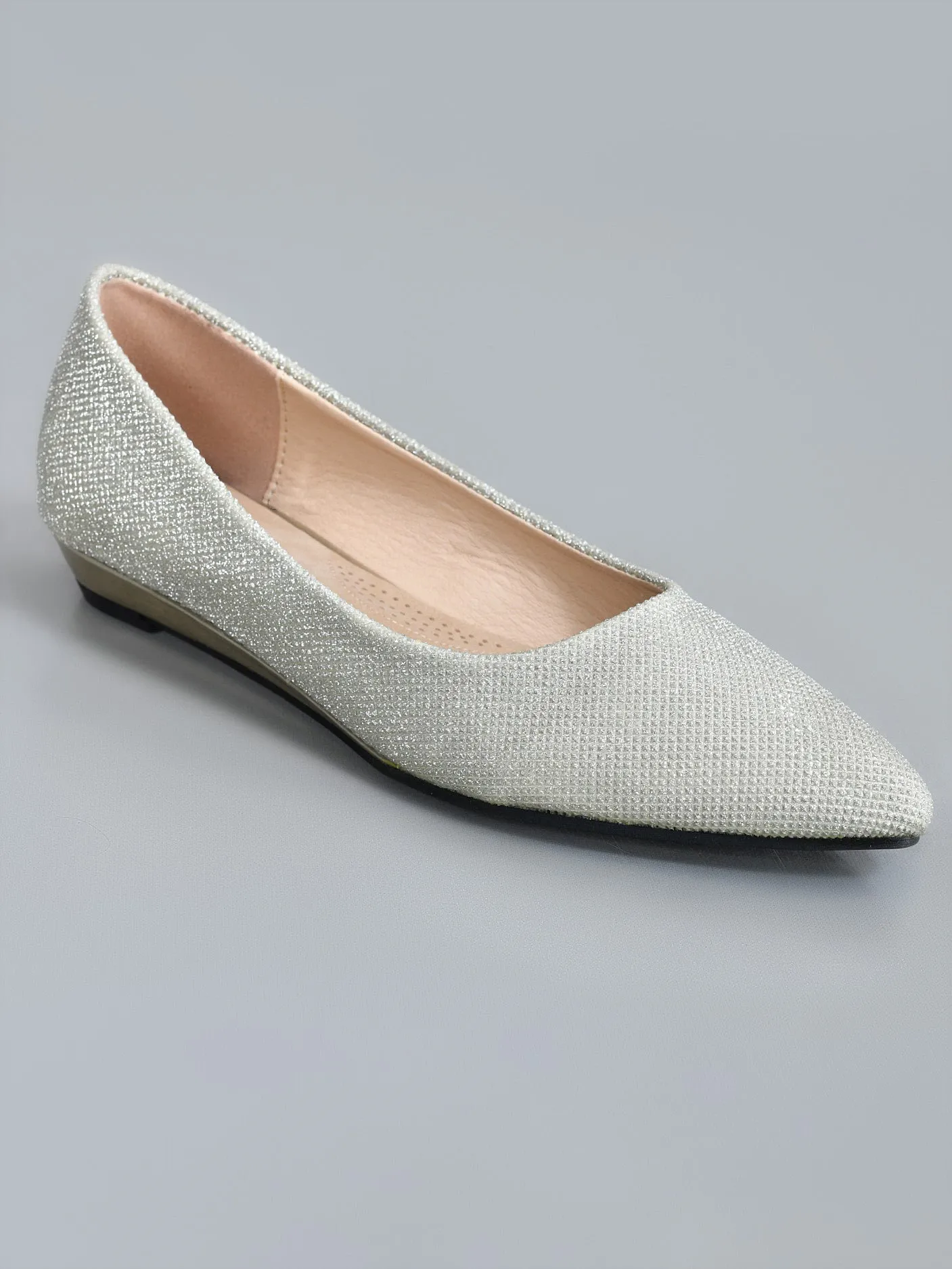 Shimmery Pointed Pumps - Light Golden