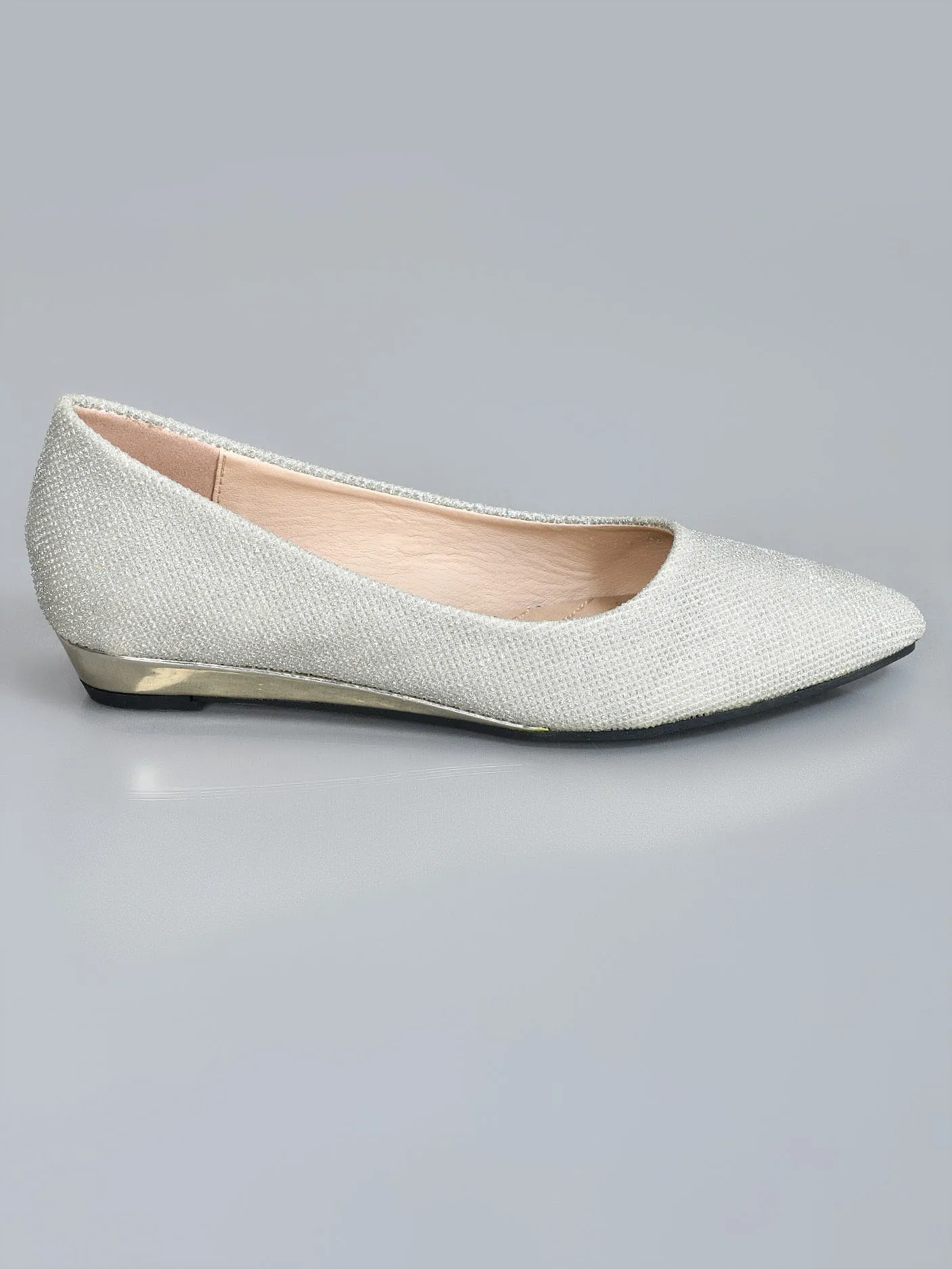 Shimmery Pointed Pumps - Light Golden