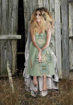 Skull Cathedral- French Gothic V Neck Slip Dress in Pastel Blue- Le Leanian™