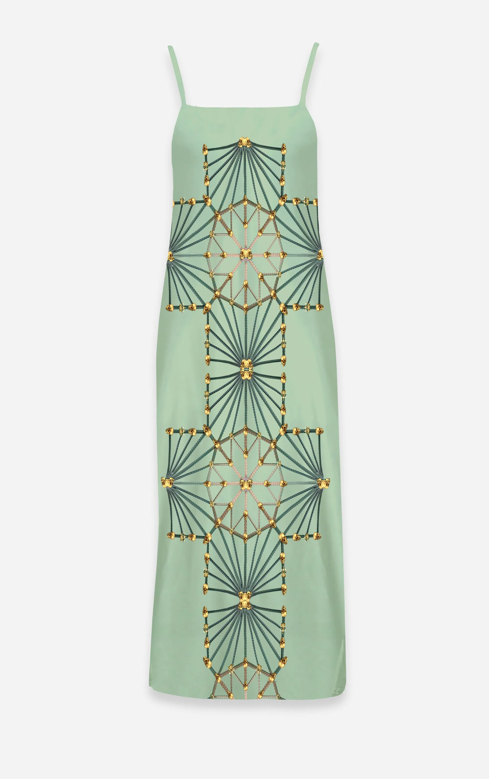 Skull Cathedral- French Gothic V Neck Slip Dress in Pastel Blue- Le Leanian™