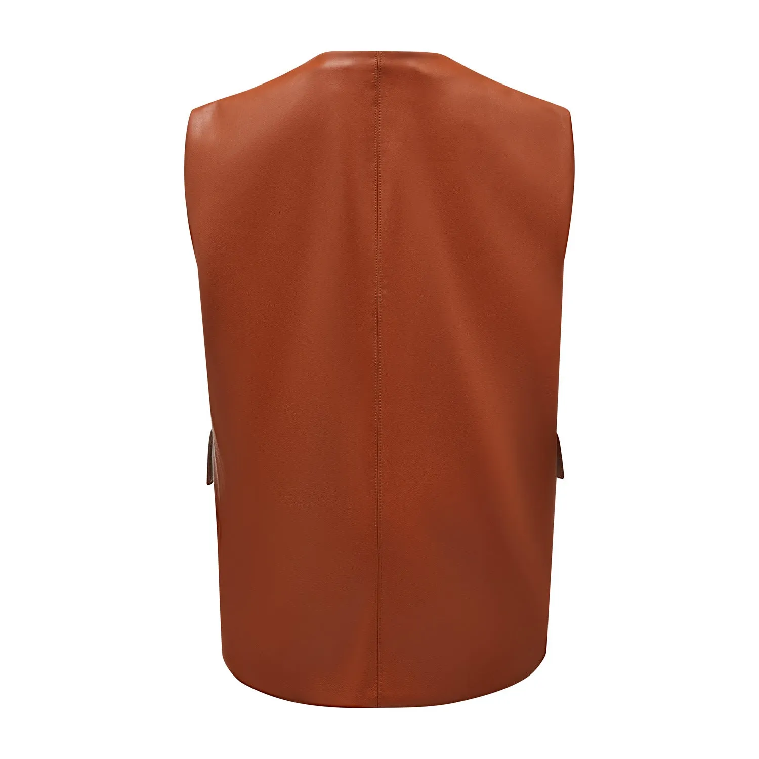 Sleeveless Faux Leather Loose Short Vest