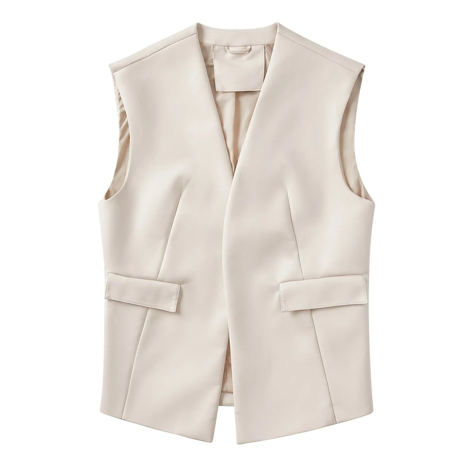Sleeveless Faux Leather Loose Short Vest