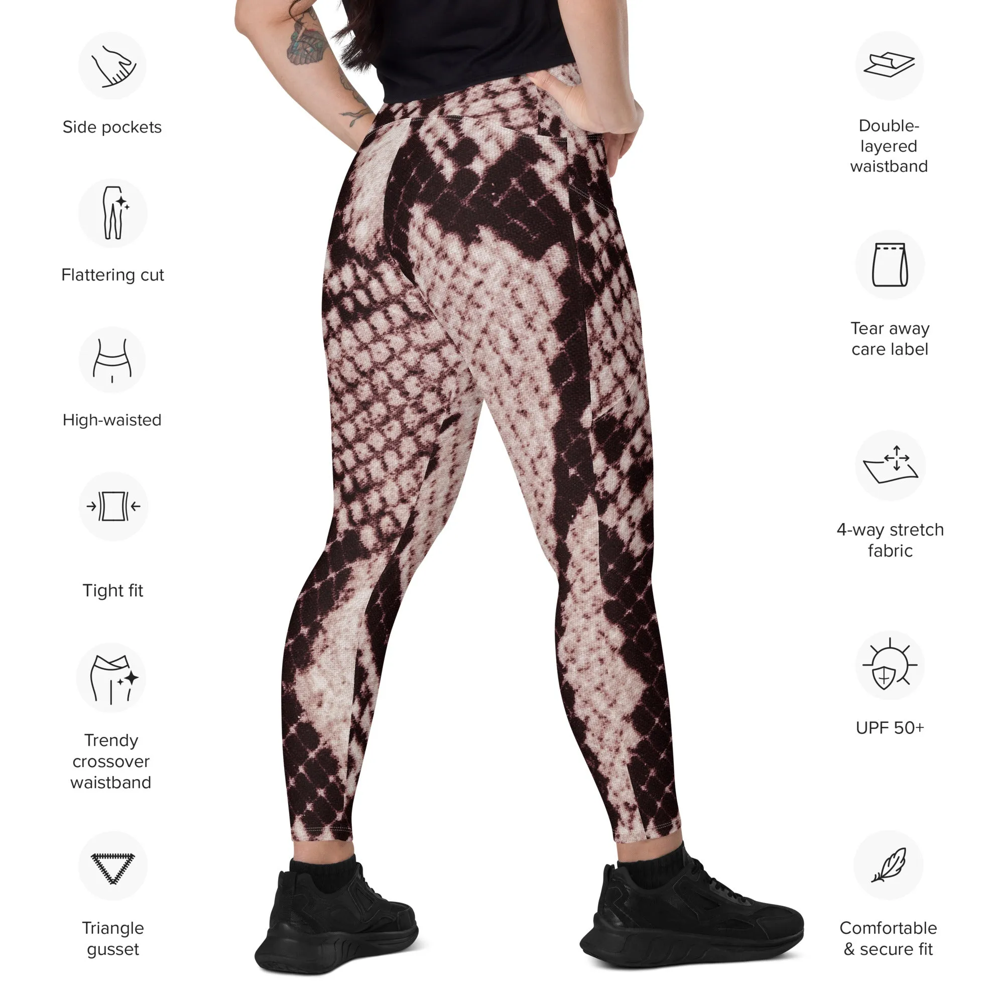 Snake Printed Leggings with Pockets, lioness-love