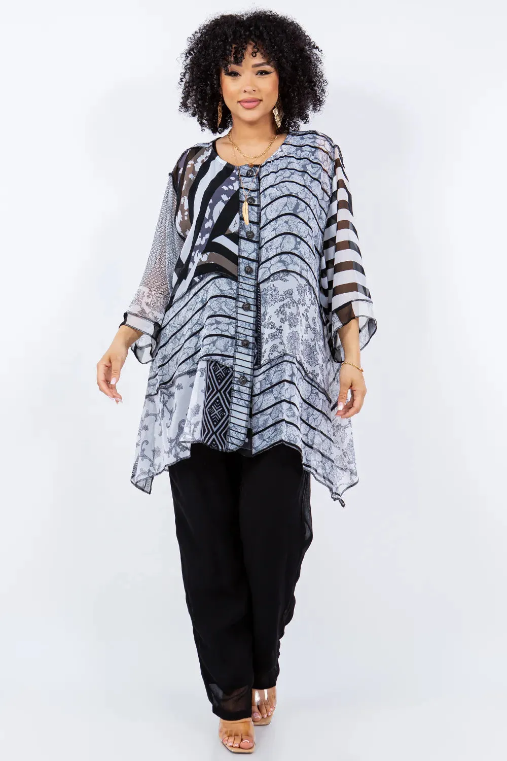 Sterling Style Short Happy Coat - 5851SHC BLACK/WHITE