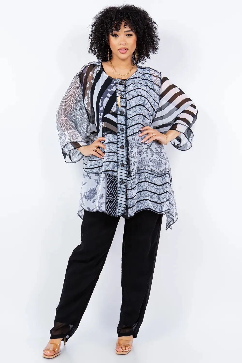 Sterling Style Short Happy Coat - 5851SHC BLACK/WHITE