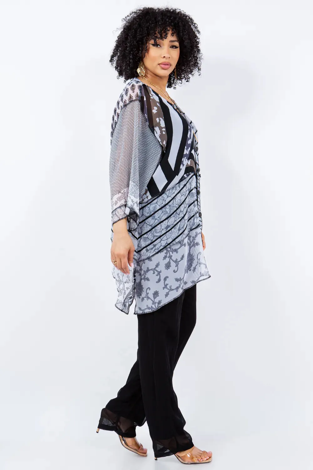 Sterling Style Short Happy Coat - 5851SHC BLACK/WHITE