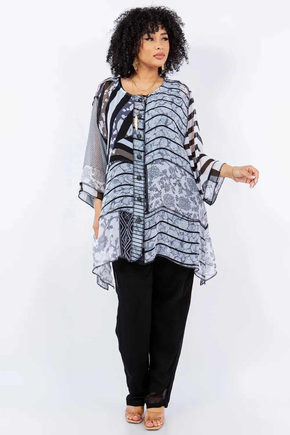 Sterling Style Short Happy Coat - 5851SHC BLACK/WHITE