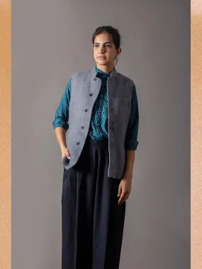 SUKETDHIR   I   SD Shaan Gilet | Heavy Linen | M Cloud