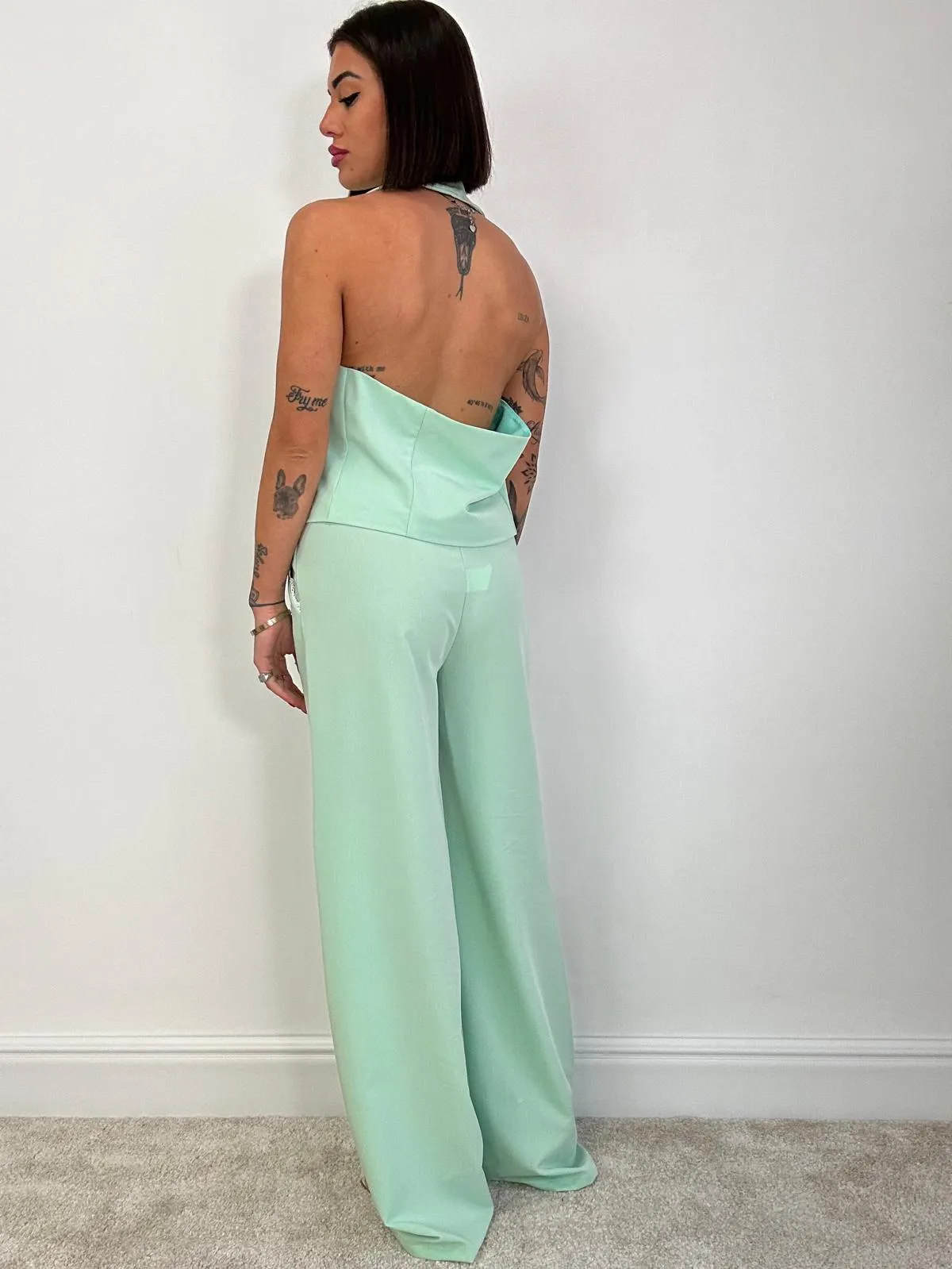 Tailleur Havana (Blazer Crop   Gilet   Pantalone) Verde Acqua
