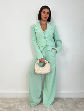 Tailleur Havana (Blazer Crop   Gilet   Pantalone) Verde Acqua