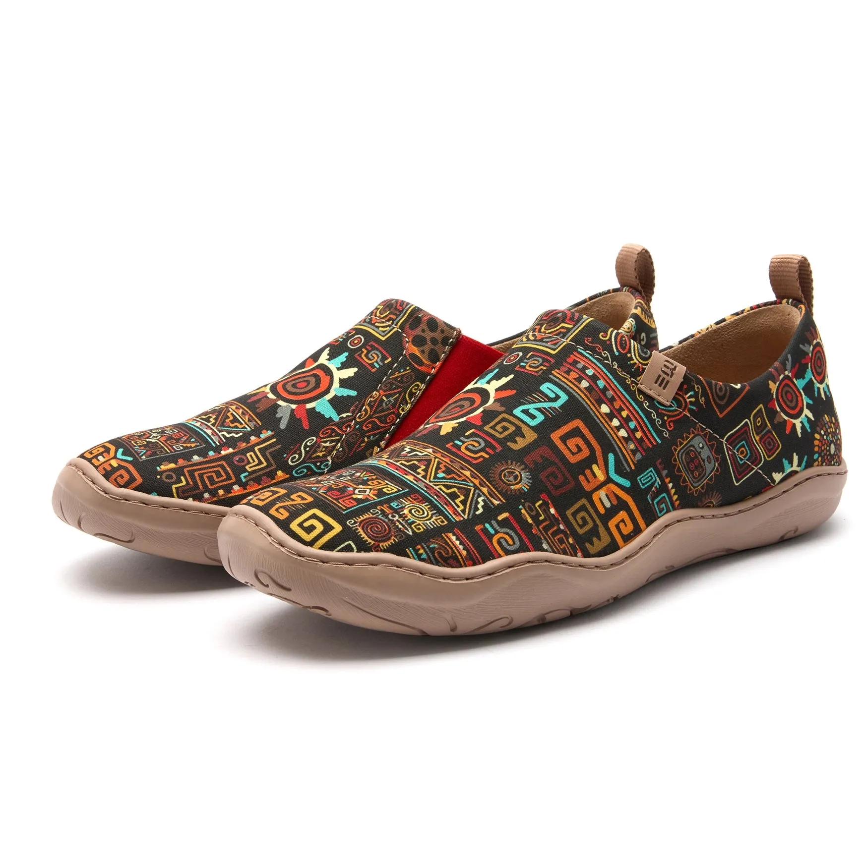 Tribal Glow Women's Slip-On Shoes Painted Canvas Sneakers
