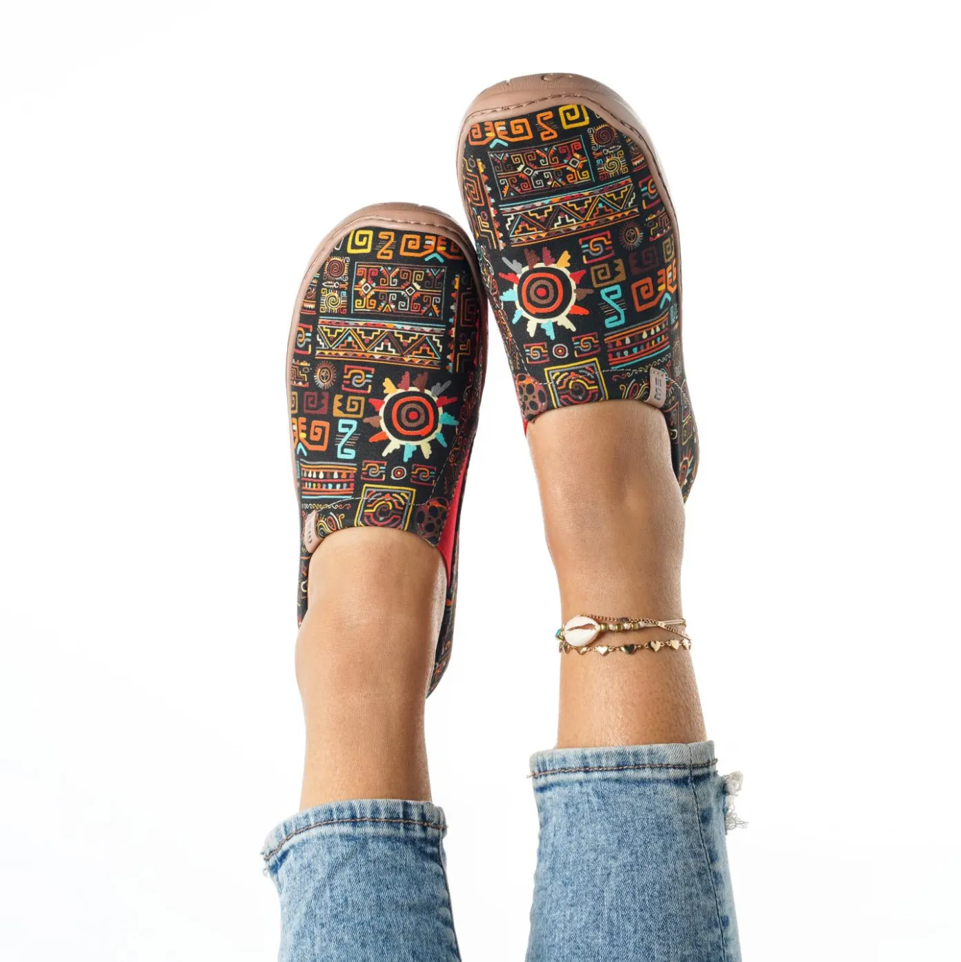 Tribal Glow Women's Slip-On Shoes Painted Canvas Sneakers