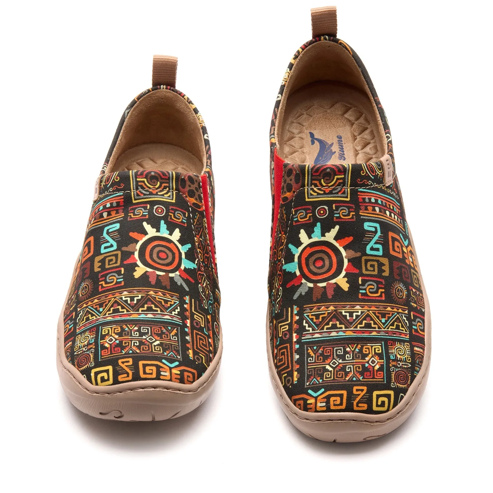 Tribal Glow Women's Slip-On Shoes Painted Canvas Sneakers